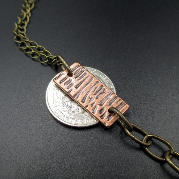 25 Inch Copper Tone Rustic Heart Pendant Necklace - Picture 6 of 8